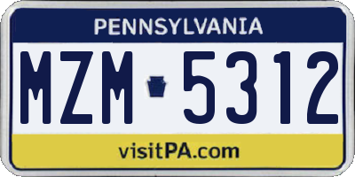 PA license plate MZM5312