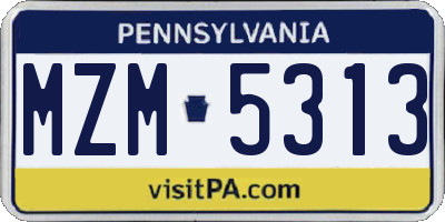 PA license plate MZM5313
