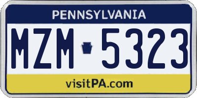 PA license plate MZM5323