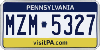 PA license plate MZM5327