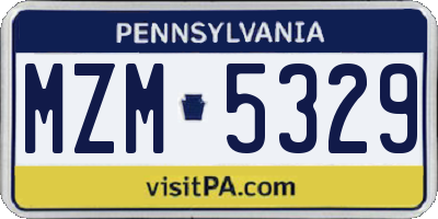 PA license plate MZM5329