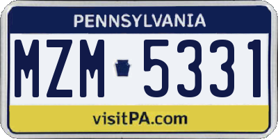 PA license plate MZM5331