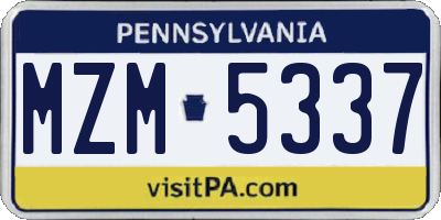 PA license plate MZM5337