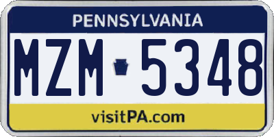 PA license plate MZM5348