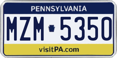 PA license plate MZM5350