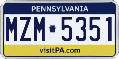 PA license plate MZM5351