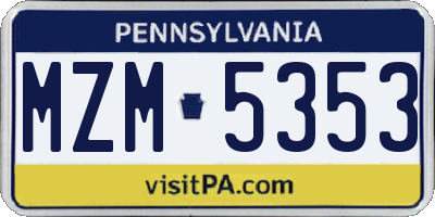 PA license plate MZM5353