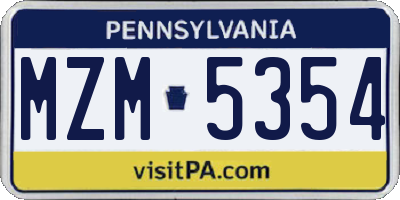 PA license plate MZM5354
