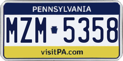PA license plate MZM5358