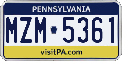 PA license plate MZM5361