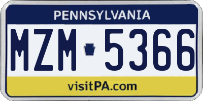 PA license plate MZM5366