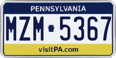 PA license plate MZM5367