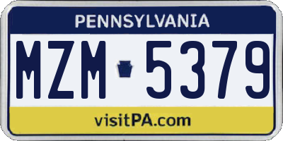 PA license plate MZM5379