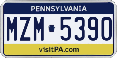 PA license plate MZM5390