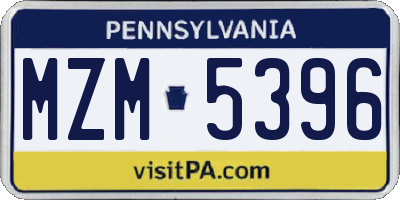 PA license plate MZM5396