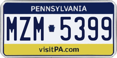 PA license plate MZM5399