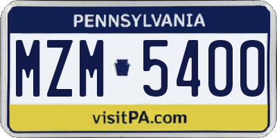PA license plate MZM5400