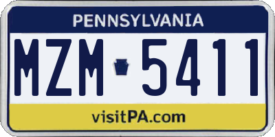 PA license plate MZM5411