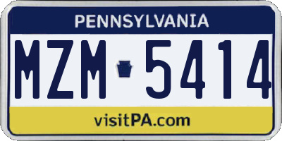 PA license plate MZM5414