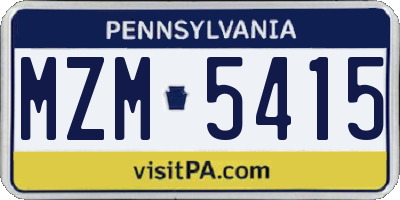 PA license plate MZM5415