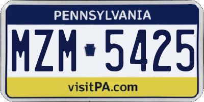 PA license plate MZM5425