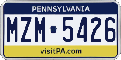 PA license plate MZM5426