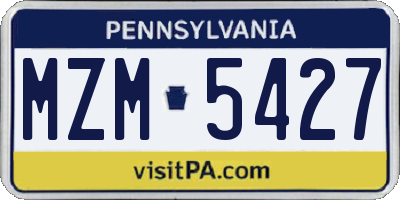 PA license plate MZM5427