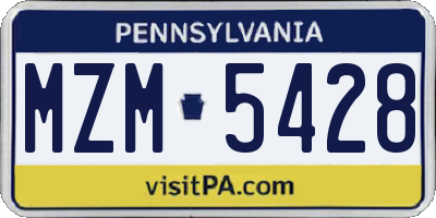 PA license plate MZM5428