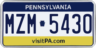 PA license plate MZM5430