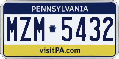 PA license plate MZM5432