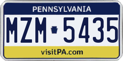 PA license plate MZM5435