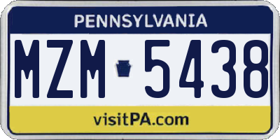PA license plate MZM5438