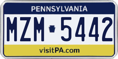 PA license plate MZM5442