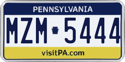 PA license plate MZM5444