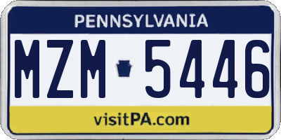 PA license plate MZM5446
