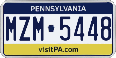 PA license plate MZM5448