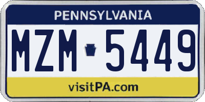 PA license plate MZM5449