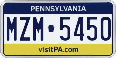 PA license plate MZM5450