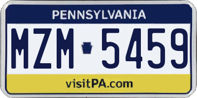 PA license plate MZM5459