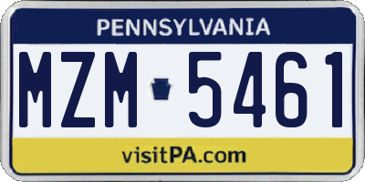 PA license plate MZM5461
