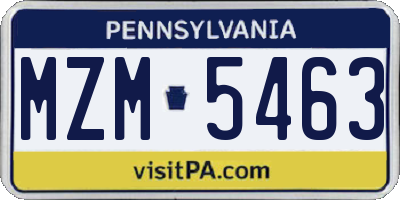 PA license plate MZM5463