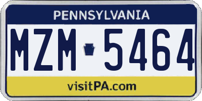 PA license plate MZM5464