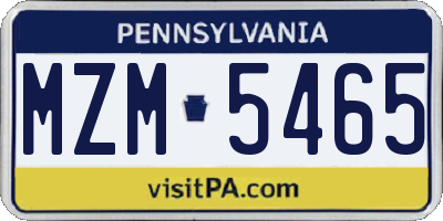 PA license plate MZM5465