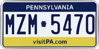 PA license plate MZM5470