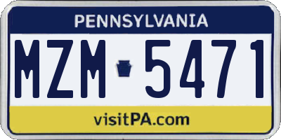 PA license plate MZM5471