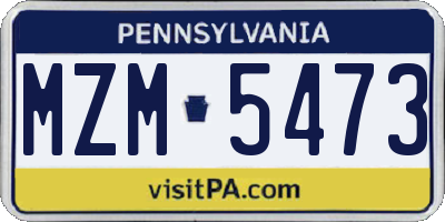 PA license plate MZM5473