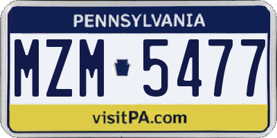 PA license plate MZM5477