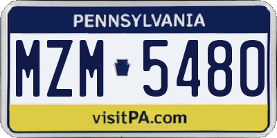 PA license plate MZM5480
