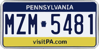 PA license plate MZM5481
