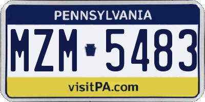 PA license plate MZM5483